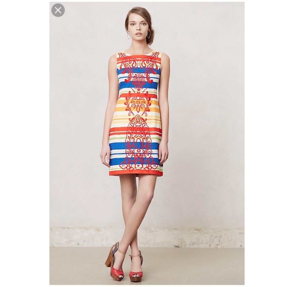 ANTHROPOLOGIE Tabitha Striped Banded Totem Dress